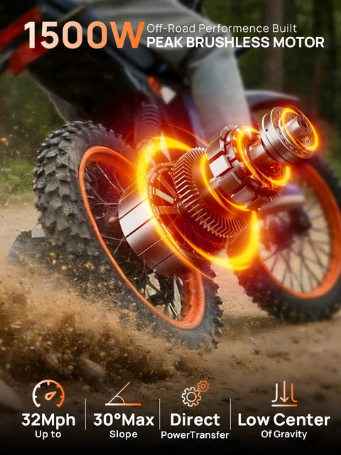 Beast 1500W Electric Dirt Bike With 48V 20Ah Battery off-road with peak brushless motor and dirt spray