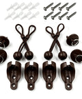 2 Pack Universal Outdoor Roller Shade Replacement Parts Kit With Brackets And End Caps For Shade Mounting Hardware All Weather Ready Includes 4 Bungee Balls Bases 4 Pull Tab End Caps 8 Stainless Steel Screws 10 Plastic Anchors Brown visible in image