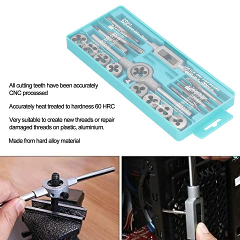 High Performance Metric Tap And Die Set With 60HRC Hardened Steel For Perfect Thread Repair On Metal And Automotive Parts. Ideal For DIY Garage Mechanics And Hard Use Projects Needing Durable Hacks In Your Toolbox Today.. M3-M12 kit in case