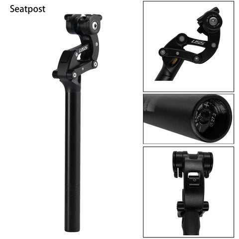 Suspension Seat Post With 50mm Travel For Road, Gravel And Mountain Bikes, 365mm Length, 25mm Offset, 6061 T6 Aluminum