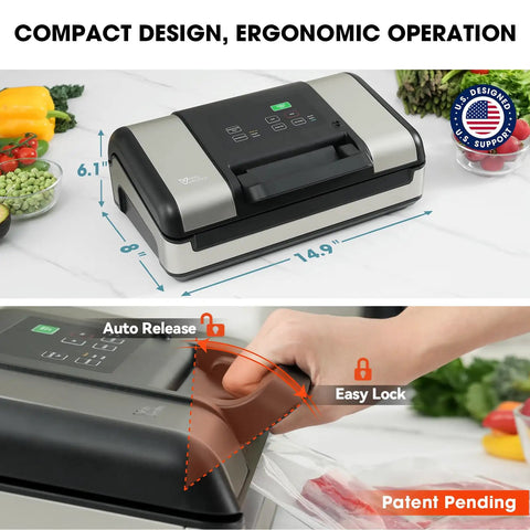 12 Inch Vacuum Sealer For Liquids And Moist Foods With Smart Heat Sealing To Prevent Bag Melting, ergonomic design with controls and features
