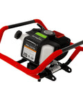 One Or Two Person Use 52Cc Auger Beast Powerhead with red handles and dual throttle controls, side view