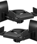 Universal Side Clamping Speaker Wall Mounts Pair for large or small bookshelf speakers with full motion adjustability.