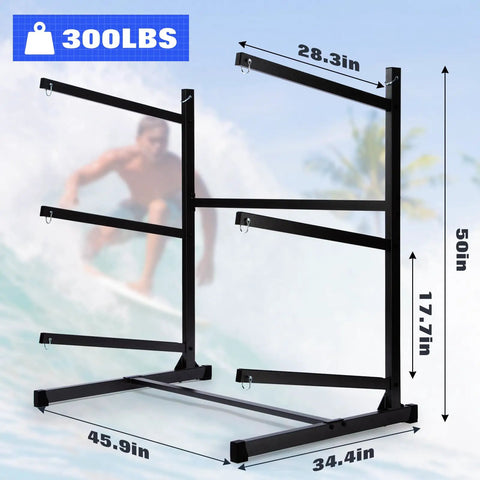 Rock Solid Freestanding Kayak Rack Dang Right Tough Heavy Duty Weatherproof Outdoor Storage Platform For Three Kayaks Sup Canoe Paddleboard Black Zero Fuss Setup