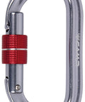 Oval XL Lock Carabiner With Locking Gate, Silver Red Finish, Heavy Duty Aluminum Construction, 28 kN Major Axis, 11 kN Minor Axis