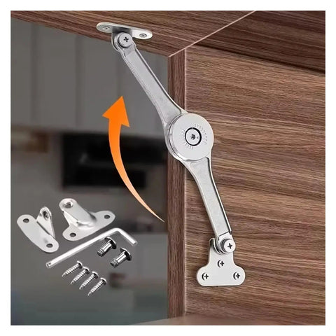 Two Pack Hydraulic No Slam Soft Close Cabinet Hinges Adjustable Lift Up Flap Stay Supports installed on cabinet