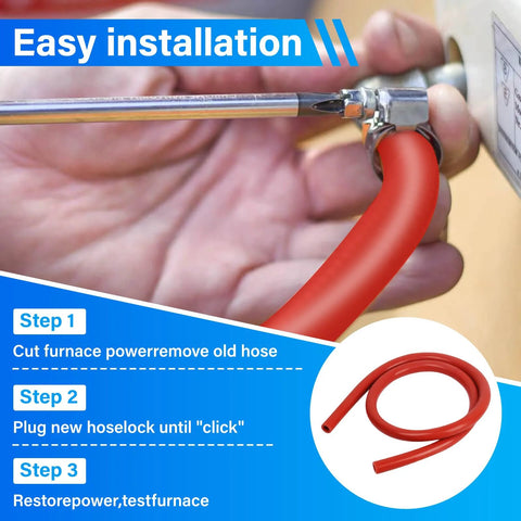 Tubo flessibile per pressostato di forno ad alta temperatura,ID 3/16 Inch ID 19 Inch , per l'installazione su modelli Rheem, Ruud e Goodman