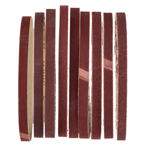 Set of 10 abrasive belts for 110V Mini Belt Sander Polisher With 9000 RPM, Dual Bearing Dust Guard, Edge Sharpener.