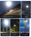 JUDYSSY Led Flood Light Outdoor, with Remote Control Solar Dusk to Dawn on building, yard, park, and construction site.