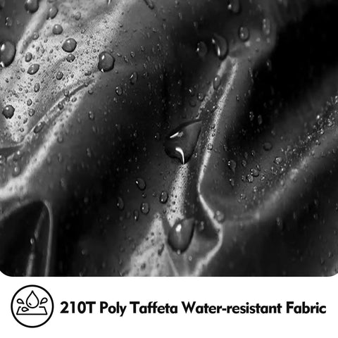 Close-up of water droplets on 210T poly taffeta fabric from the Two Person Sleeping Bag For All Seasons With Wraparound Zippers.