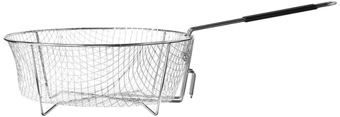 Deep Fry Basket 11 Point 5 Inch Diameter With Folding Handle In Nickel Plated Steel For Dutch Ovens Fits Chicken Fries And More Perfect For Home Kitchen And Campfire Fry Sessions Durable Easy To Store