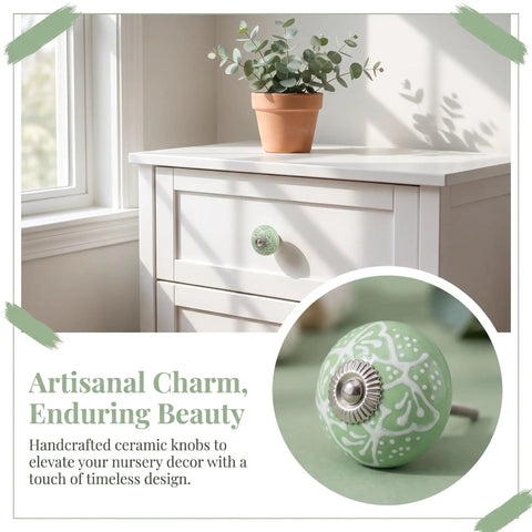 Top Shelf Vintage Floral Ceramic Cabinet Knobs And Drawer Pulls Set To Freshen Your Space With A Darn Cute 40mm Round Design.