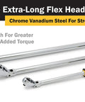 Three Piece 36 Tooth Extra Long Flex Head Ratchet Set With Comfort Grip Handles Built Tough From Chrome Vanadium Steel Reversible Ratcheting
