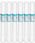 Six 5 Micron Sediment Water Filter String Wound Polypropylene Cartridge 2.5 Inch OD By 20 Inch Length For Whole House Filtration