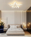 LED Ceiling Light With Remote 42W Dimmable Modern Flame Shape Flush Mount Chandelier Acrylic Fixture in bedroom setting