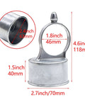 Close-up of Two Pack Galvanized Steel Eye Top Chain Link Fence Loop Caps for 2-3/8 in Posts and 1-5/8 in Top Rails, Rust Resistant