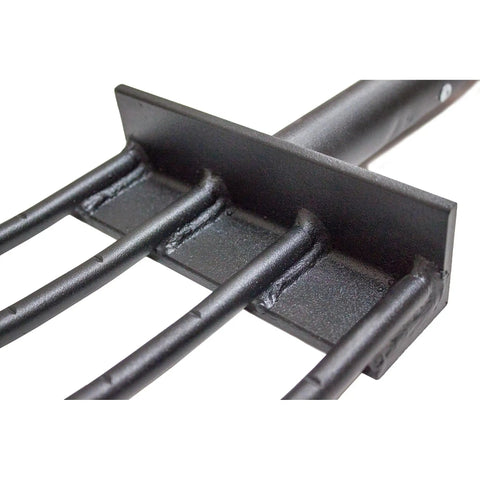 Close-up of durable steel tines on Beefy Heavy Duty Garden Spading Fork With Fiberglass Handle And Poly D Grip For Digging Turning Soil And Compost Aeration Root Crops Durable Steel Tines 44 Inch Made In The USA Yard Tool