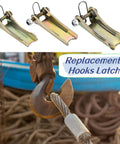 2 Pack Steel Safety Hook Latch Replacement Kit For Clevis Slip Hook Truck Trailer Towing Receiver Hitch displayed on hooks