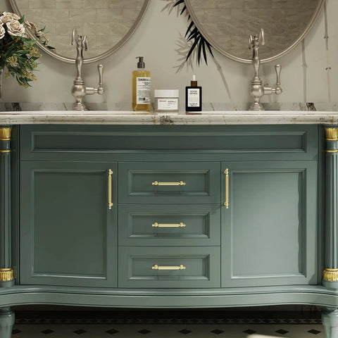 25 Pack 3 Inch Gold Cabinet Handles Solid Zinc Alloy Pulls For Kitchen Cabinets And Drawers on modern teal vanity.