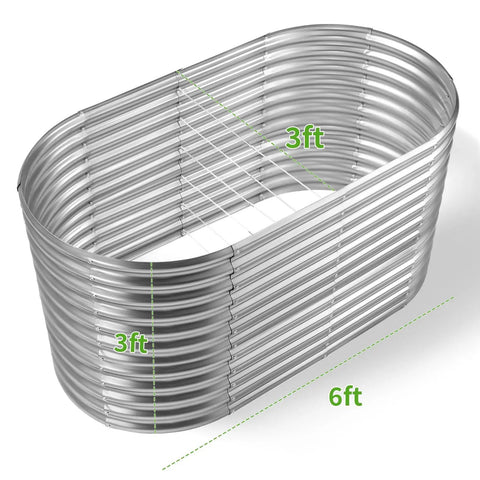 Oval Galvanized Raised Garden Beds 6x3x3 Feet With Large Capacity Metal Planter Box For Outdoor Use Deep Three Foot Tall Design Reducing Bending