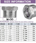 4 Pack Stainless Steel Reducer Hex Bushings 1 MNPT To Three Quarter Inch FNPT Pipe Fitting Adapters With Seal Tape 304 Stainless Steel Water Plumbing Kit size chart