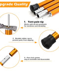 Adjustable Telescoping Aluminum Tarp Poles Set Of 2 For Camping And Backpacking shown with tips, rubber cap, and lock system.