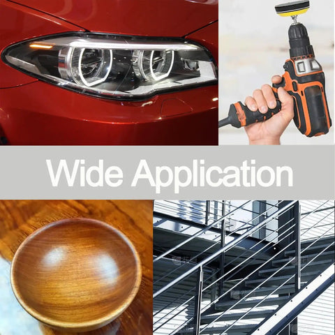 2 Inch Sanding Discs Kit With 240 Pcs Assorted Grit 80 To 5000 Silicon Carbide Hook And Loop Sandpaper, Includes 1 Quarter Inch And 1 Eighth Inch Shank Pads Plus Foam Buffering Pad, Ideal For Wood, Metal, And Car Projects shown with various applications