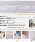 Coastal White Wood Grain Peel And Stick Vinyl Flooring Planks 6x36 In Waterproof Self Adhesive Floor Tiles Easy Install