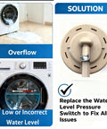 Overflow and water level error solution with washer pressure switch and water level sensor replacement for Samsung and LG washers.