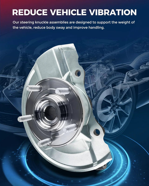 Front Left Steering Knuckle and Wheel Bearing Hub Assembly For Toyota Highlander 2008 2017 And Lexus RX350 RX450H 2010 2015 Direct Fit Replaces 698433 With OE Numbers 432120E010 435020E030 43502-AA021 4770448010 9036945006 90369A0002