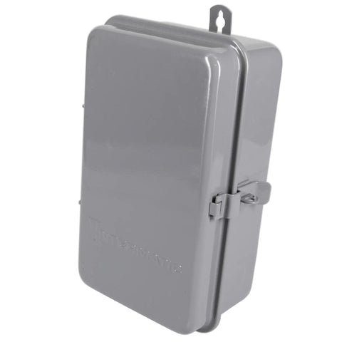 Heavy Duty 24 Hour Mechanical Timer Switch 120V SPST Type 3R Indoor Outdoor Metal Enclosure 40 Amp With Manual Override For Lights Pumps Fans And HVAC Systems