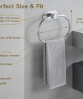 Self Adhesive Towel Ring for Bathroom No Drill Stainless Steel Brushed Nickel Stick On Wall Hand Towel Holder Modern Hanger With 3M Tape