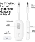 Wireless Bluetooth Audio Transmitter For AirPods And Headphones With 20 Plus Hour Battery, 3.5mm Aux Jack Support shown