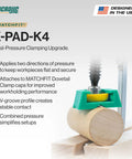 Matchfit X Pad Accessory For Dovetail Clamps Four Piece Set Dual Direction Hold Down Upgrade For Woodworking Jigs Routing Sanding And Workholding Enhancement In Shop Projects And Fabrication on clamp