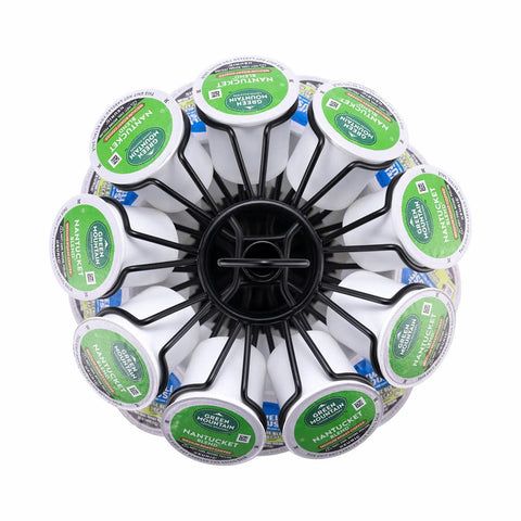 Top view of Compact K Cup Storage Carousel That Holds 45 Coffee Pods Five Tier Capsule Organizer Space Saving Black Display Stand For Keurig Pods