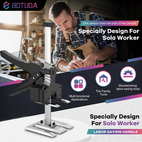 BOTUDA 12in labor-saving arm jack handle with clamp mounted on vertical stand, black and silver, 2-pack