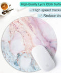Pink Marble Round Mouse Pad With Premium Textured Surface, Washable And Non Slip Rubber Base, 7.87 By 7.87 Inches, 3 mm Thick Desktop Protector