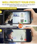 Comparison of LED Light Bulb for Refrigerator Replacement PS12364857 AP6278388 showing non-flicker vs flicker on screen.