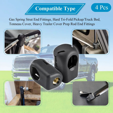 Ready To Roll And Install Straight Up 4 Piece M6 Female Thread Gas Spring Strut End Fittings With 10MM Ball Stud Sockets for Auto RV.