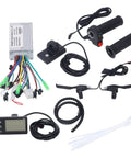 Dope 36V 48V 350W Brushless Motor Controller Kit With S866 LCD Panel For DIY Electric Bike Conversion Twist Throttle Brake Handle Power Assist Sensor Wiring Grooved Housing For Folding Car Setup, featuring all components flat lay.