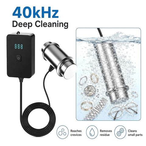 Portable Handheld Ultrasonic Cleaner, Smooth 40KHz Deep Clean For Rings Glasses And Fresh Produce, 120W Smart Digital Timer, Sturdy Stainless Steel Tank, Solid Performer Daily Driver in use for deep cleaning small items.