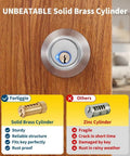 All New Deadbolt Door Lock Set Heavy Duty For Exterior Front Doors With ANSI BHMA Grade 3 Security Satin Brushed Nickel Finish Brass Cylinder Rust Proof