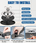 Top Notch Black Kitchen Sink Hole Cover Plugs For Standard Counter Drain Openings Two Pack showing installation steps and components.