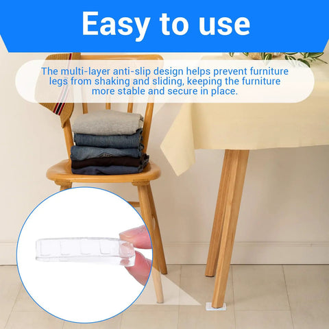 Premium Clear Furniture Leveler Pads 8 Pack Non Slip Rubber Wedges For Uneven Floors under chair leg for stability and support.
