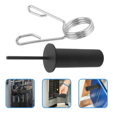 Weight Stack Extender Pin For Exercise Machines With Spring Collar And Locking Clip Durable Steel Gym Accessory shown with details