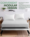 Queen Size Wood Box Spring Bed Base With Rock Solid Under Mattress Support And Simple Snap Together Setup featuring modular design