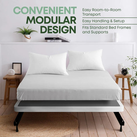 Queen Size Wood Box Spring Bed Base With Rock Solid Under Mattress Support And Simple Snap Together Setup featuring modular design