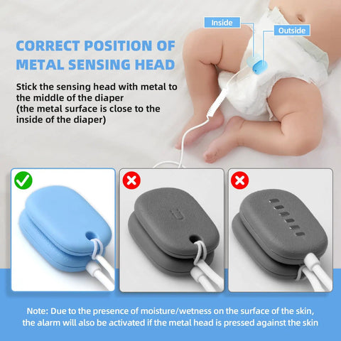 USB Rechargeable Bed Wetting Alarm for Boys and Girls With Ultra Sensitive Sensor, Loud Beep and Strong Vibration, Kid Friendly Potty Training Aid for Nighttime Enuresis, Quick Wake Up Call, Durable and Easy to Use, Blue diaper sensor placement guide