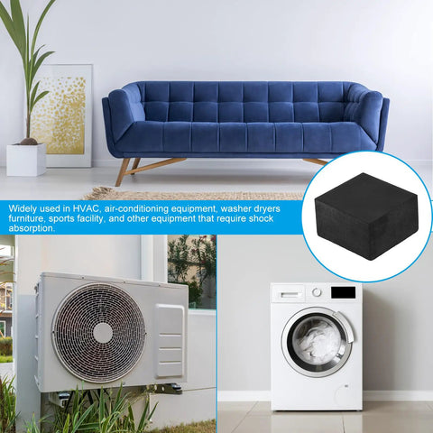 Heavy Duty Rubber Anti Vibration Pads To Kill Equipment Rattles And Noise With These Square Isolation Mats used under HVAC, washer, and dryers.