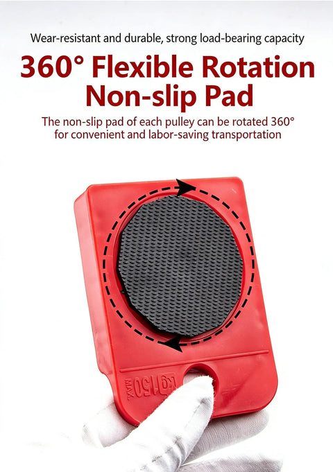 360° flexible rotation non-slip pad from Ergonomic Furniture Lifter And Mover Tool Set. Ideal for heavy appliances repositioning.